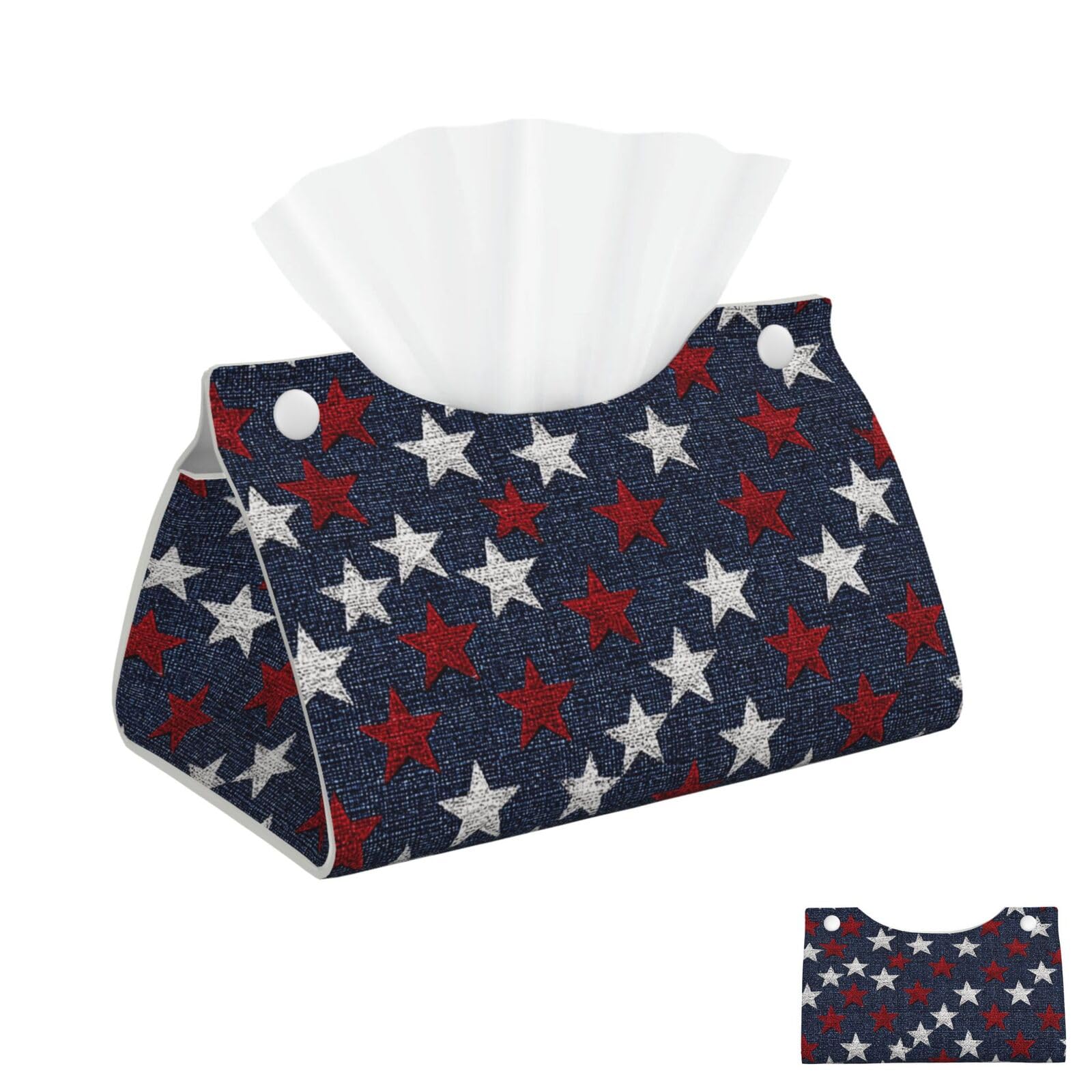 American Flag and Stars Tissue Box Cover Square Cube Boxes
