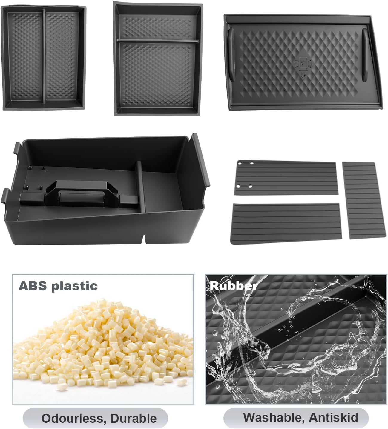 SKTU 4-Pack for 2025 2026 Nissan Murano Center Console Organizer for 2025 2026 Nissan Murano Console Tray & Lower Console Organizer & Wireless Charging Mat Nissan Murano 2025 2026 Accessories Tray