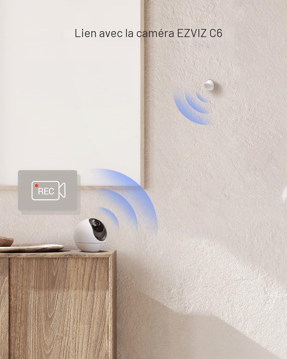 EZVIZ T1C Détecteur de Mouvement, Réglable à 360°, Détection des mouvements Humains, Autonomie de 2 Ans, Compatible EZVIZ Home Alarm, il Faut Fonctionne avec Le Centrale A3