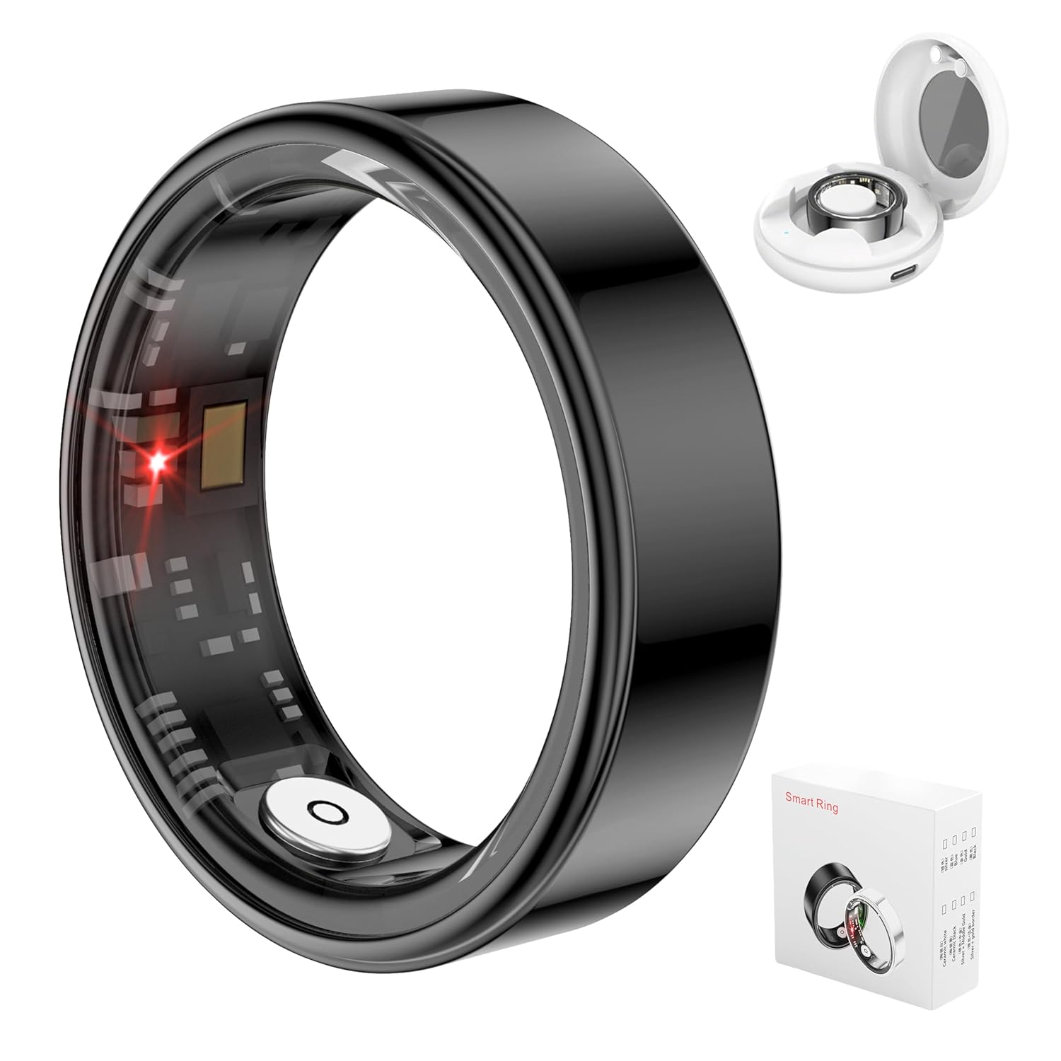 Kuinha Smart Ring for Women Men Fitness Tracker with Health Metrics Tracking 20 Sports Modes IP68 Waterproof Titanium