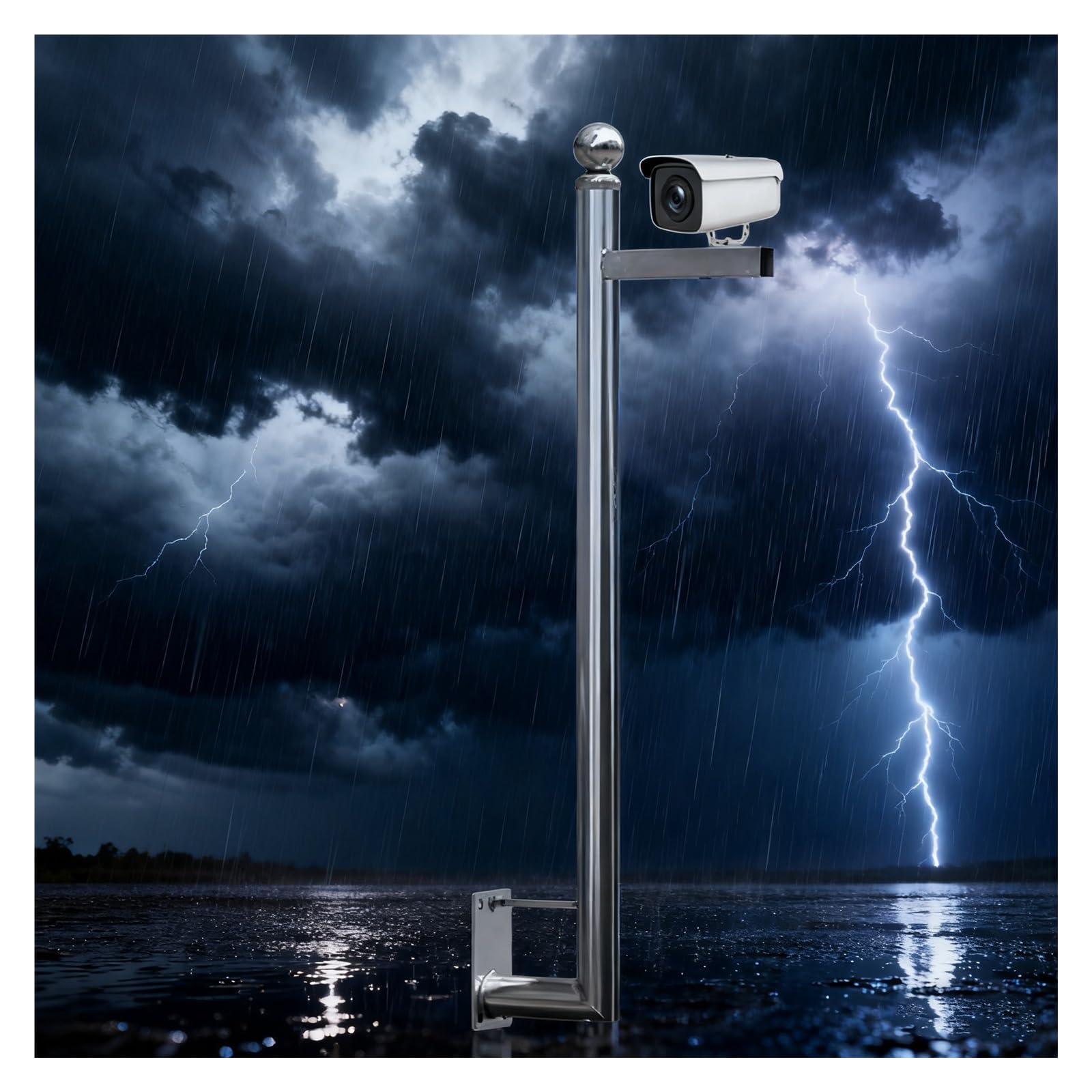 Zewnętrzny, wywiercony, ocynkowany stalowy trzpień kamery kopułkowej, montowany na ścianie system monitoringu z poprzeczką, uniwersalny uchwyt montażowy, obciążenie kamery, regulowany system