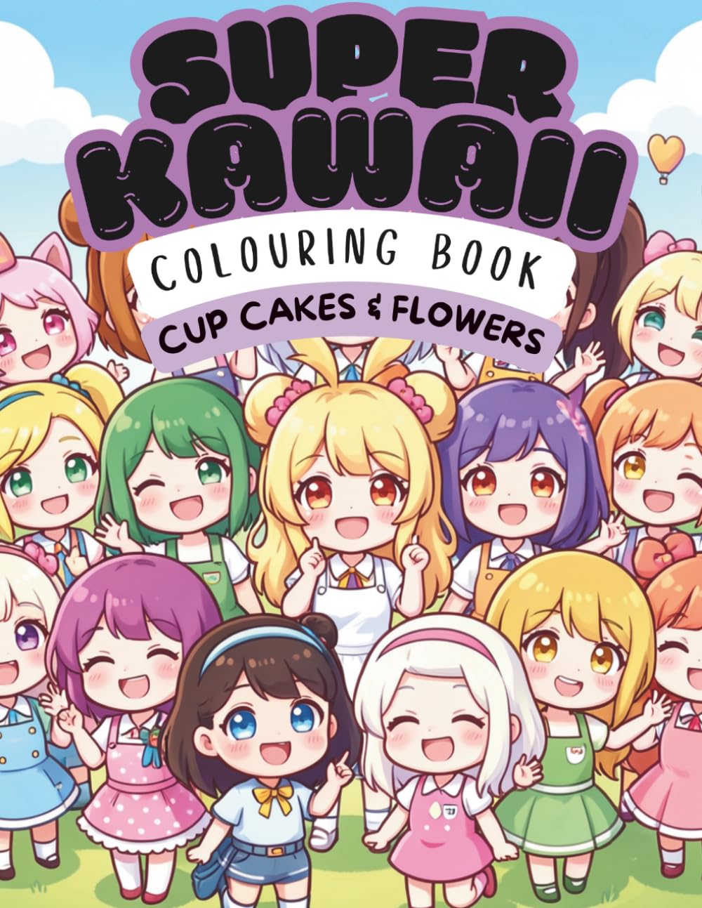 Kawaii Cupcake & Flower Coloring Book: 100 Cute Cupcake and Flower Coloring Pages for Kids | Easy, Relaxing and Adorable Kawaii Designs