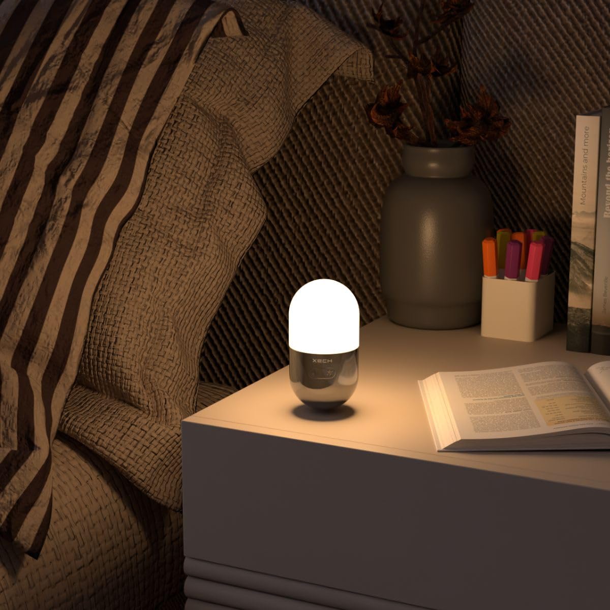Xech Night Lamp for Bedroom Self Balancing Rechargeable Table Lamp Warm Lighting and RGB Lights for Kids Room Study Table Gifts for Girl Boys Corporate Gifting (Zen)