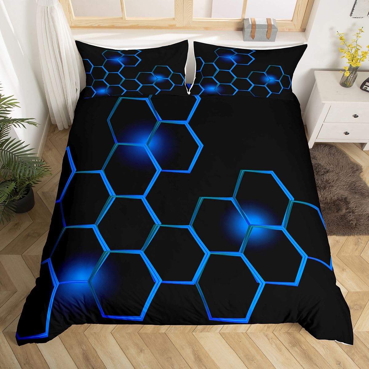 Feelyou Honeycomb Ice Comforter Cover Set Kids Boys Twin