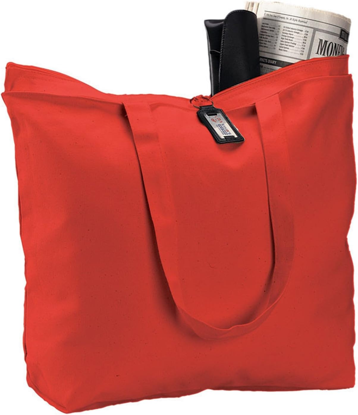 TBF (6 Pack) Set of 6 Heavy Canvas Large Tote Bag with Zippered Closure (Red)