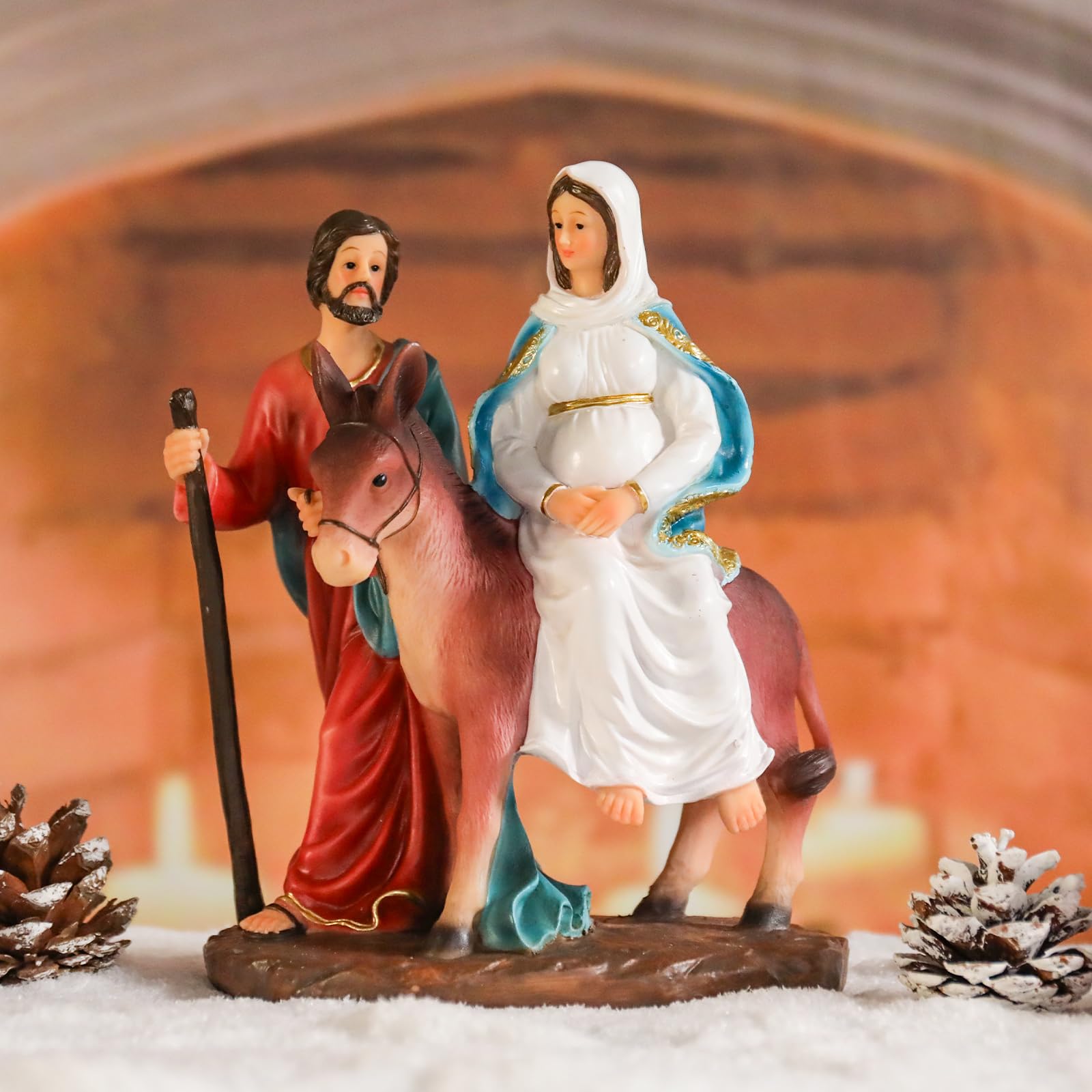 Crèche de Noël peinte à la main Joseph et Marie sculpture Vipush