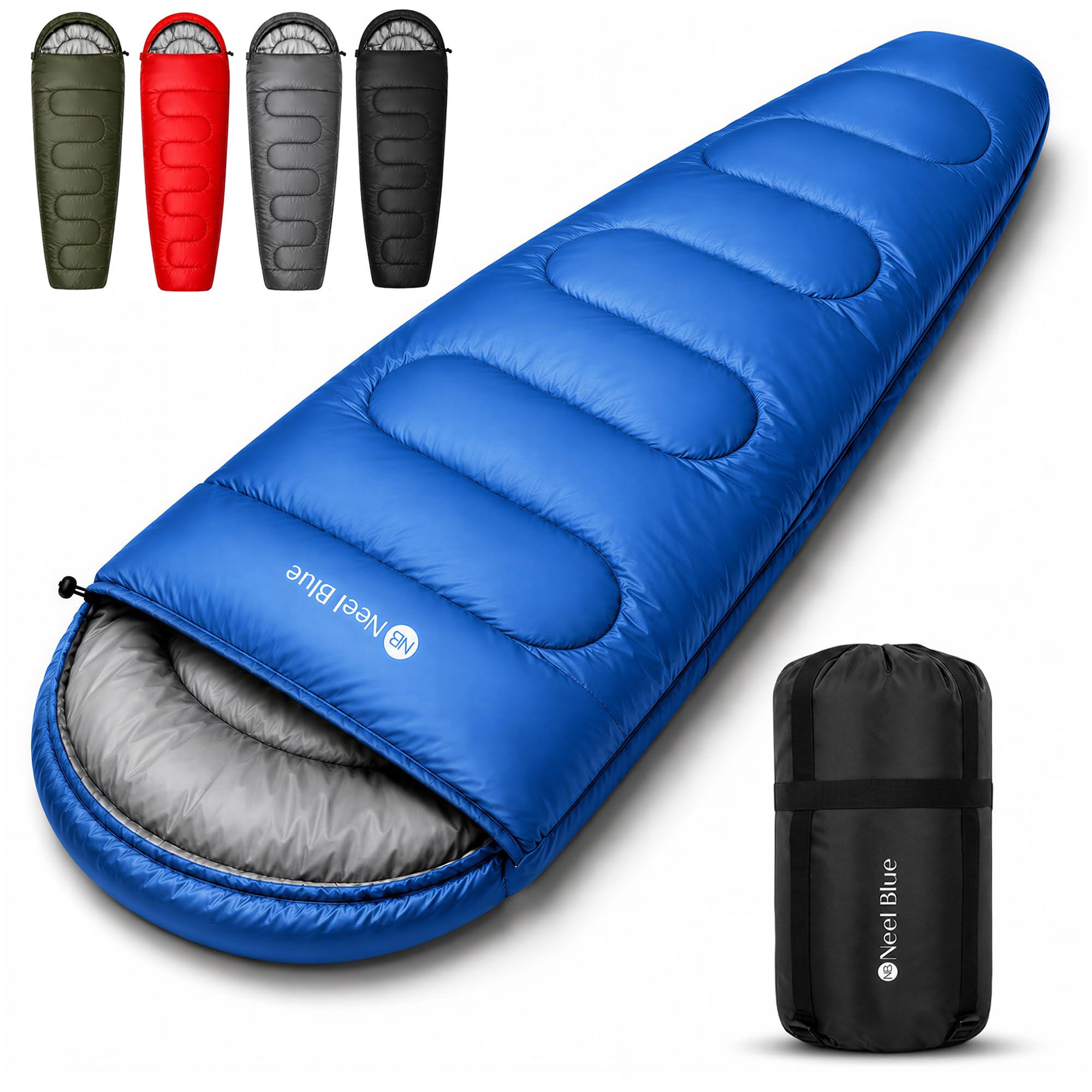 Trimming Shop Royal Blue Mummy Sleeping Bag for 6ft Adults, 3-4 Season Camping Sleeping Bag with Hood, Waterproof, Lightweight, Warm, Washable, Outdoor Sleep Bag for Hiking, Travel Camping Accessories