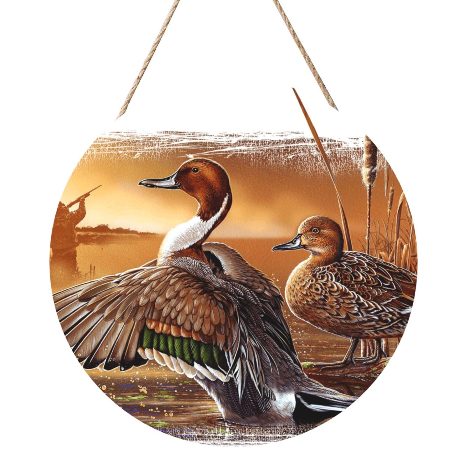 InOmak Pintail Duck, Round Wood Panel Painting 12 in, Wall Hanging Painting For Home