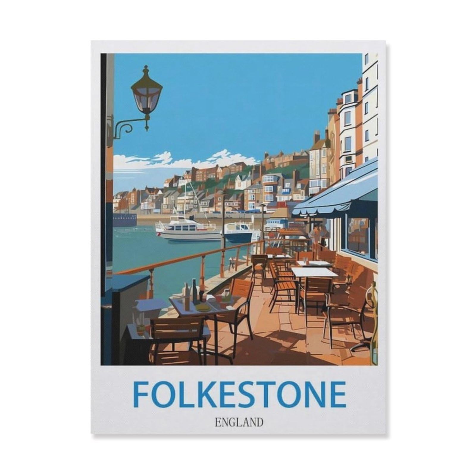 Vintage Art Metal Signs Funny Sign，Folkestone England(30x40cm）