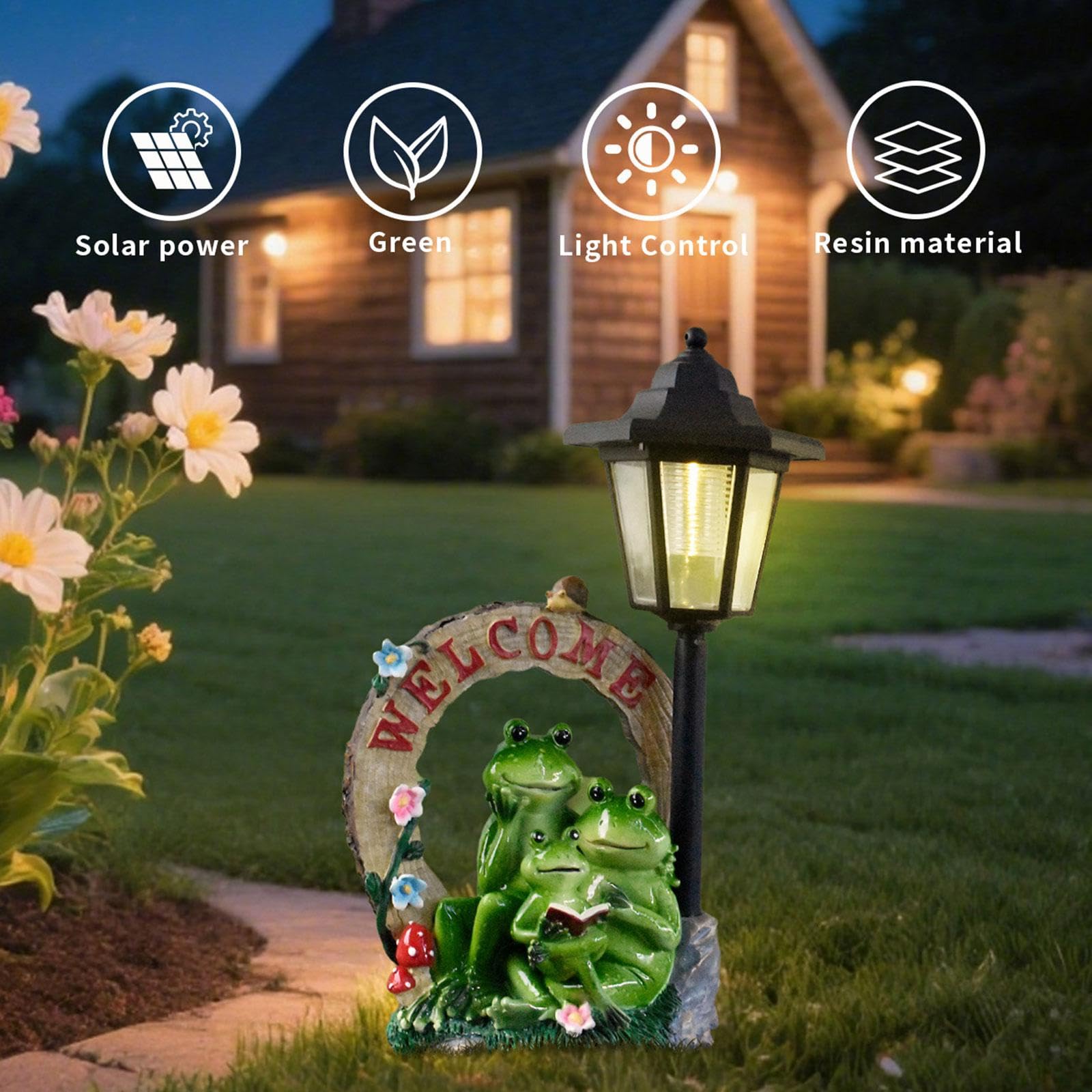 KESOTO Estatua de Jardín con Luz Solar, Iluminación Decorativa para Balcón, Parterre Y Terraza.