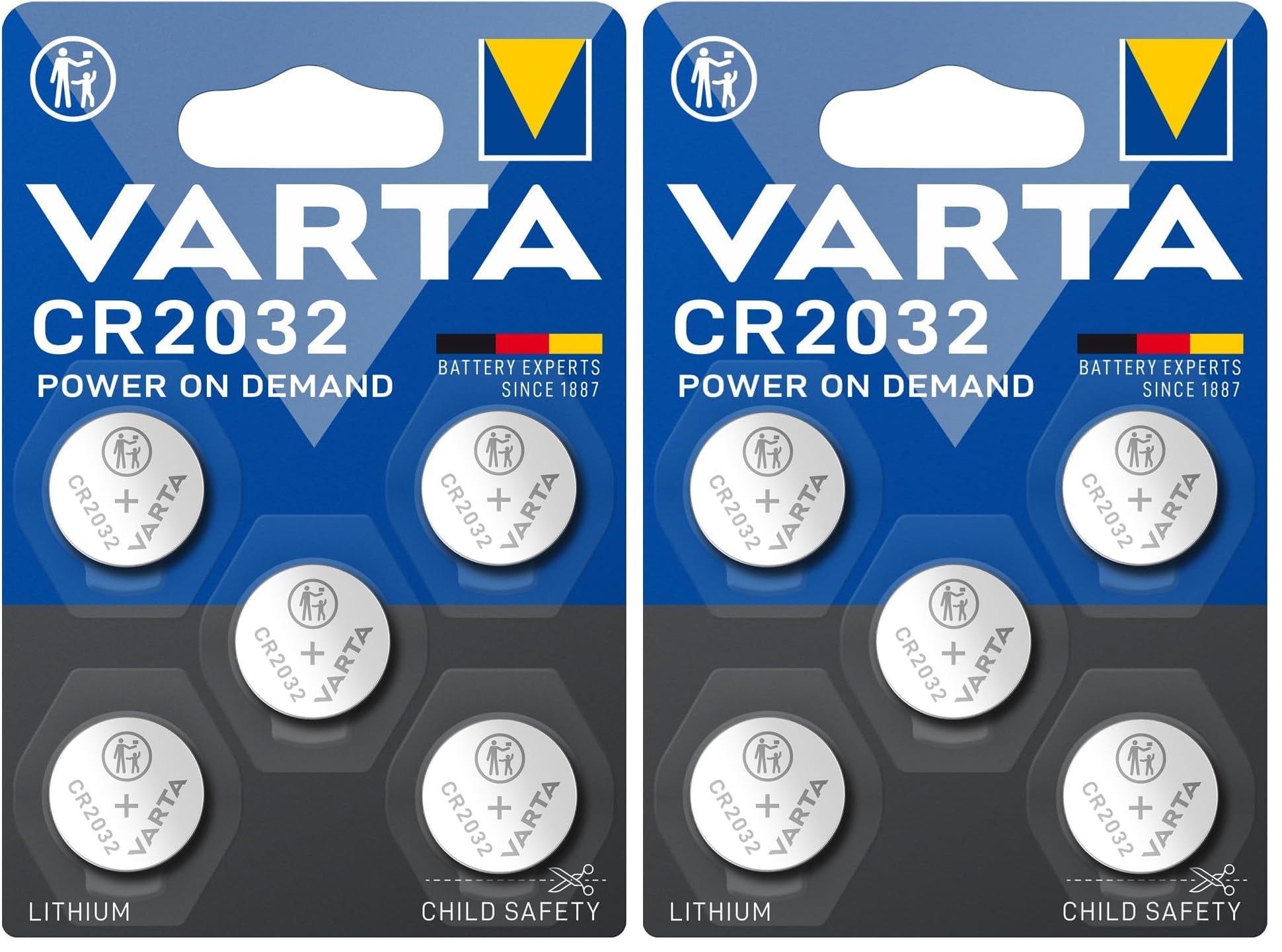 VARTA Batterien Knopfzellen CR2032, 5 Stück, Power on Demand, Lithium, 3V, kinde