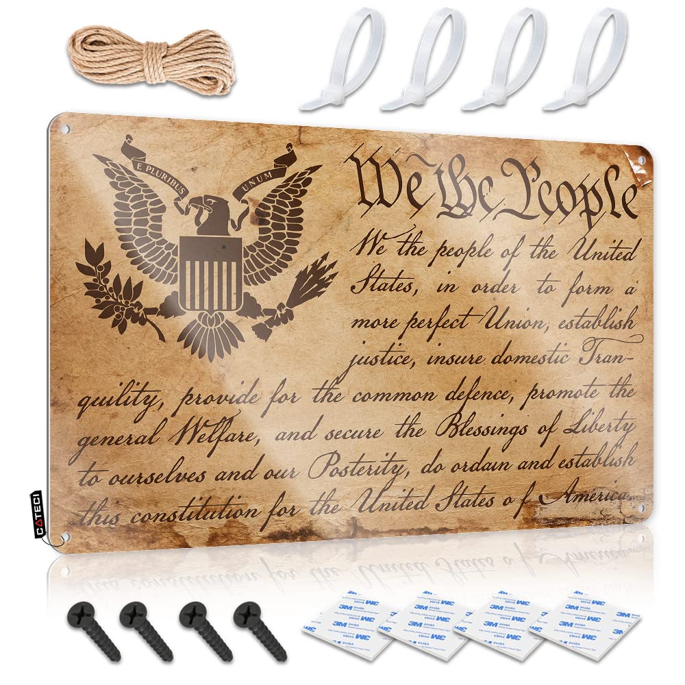IBWNBBUSN Man Cabe Decor Constitution We The People Tin Sign Office Tin Sign Bar Signs For Home Bar Decor(30X40CM)