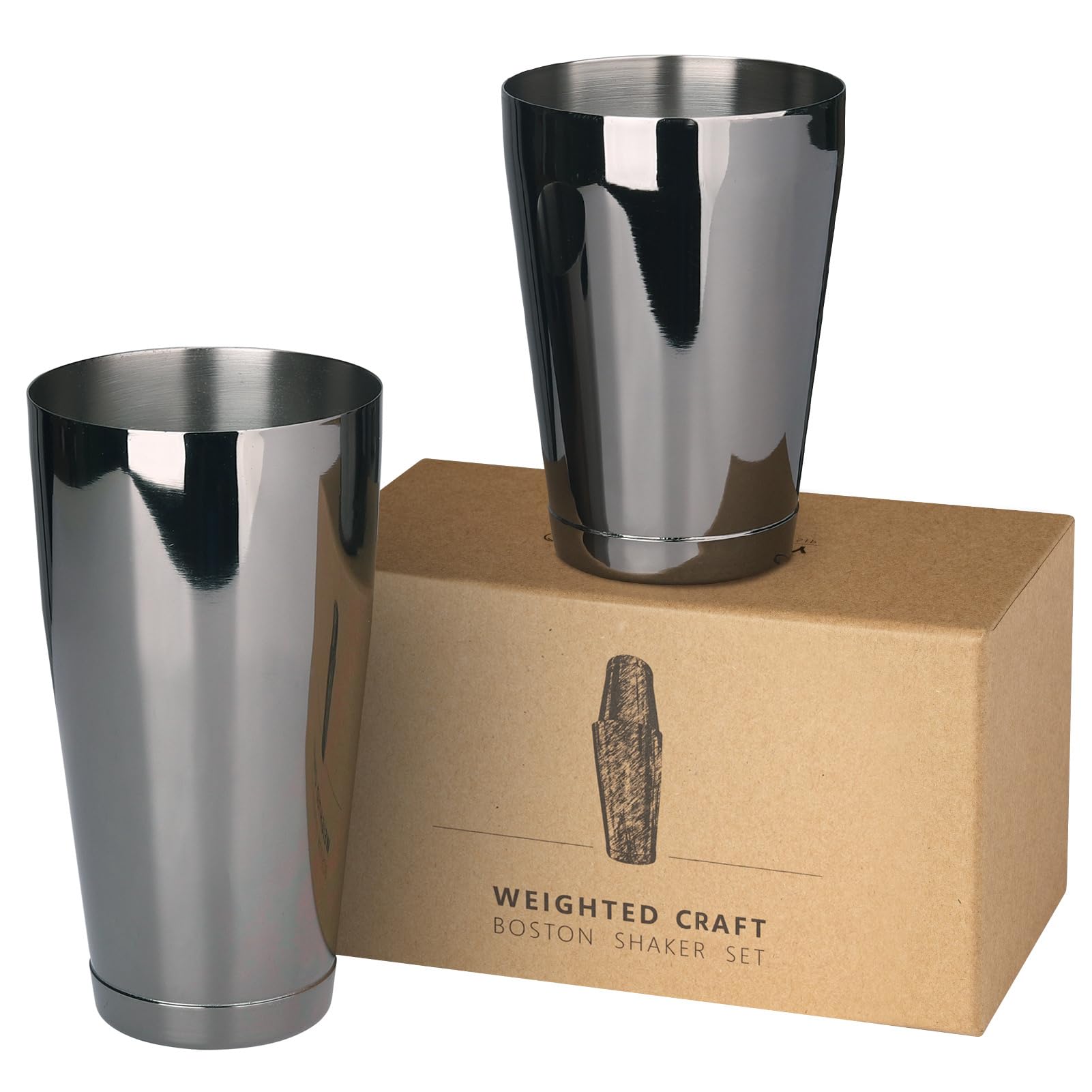 Kit Cocktail | Boston Cocktail Shaker 18 & 28 oz | fondo ispessito | set da barman in acciaio inox alimentare 304 di alta qualità. (Nero)