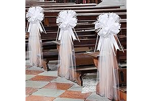 30PC Wedding Pew Bows with Long Tulle Tails