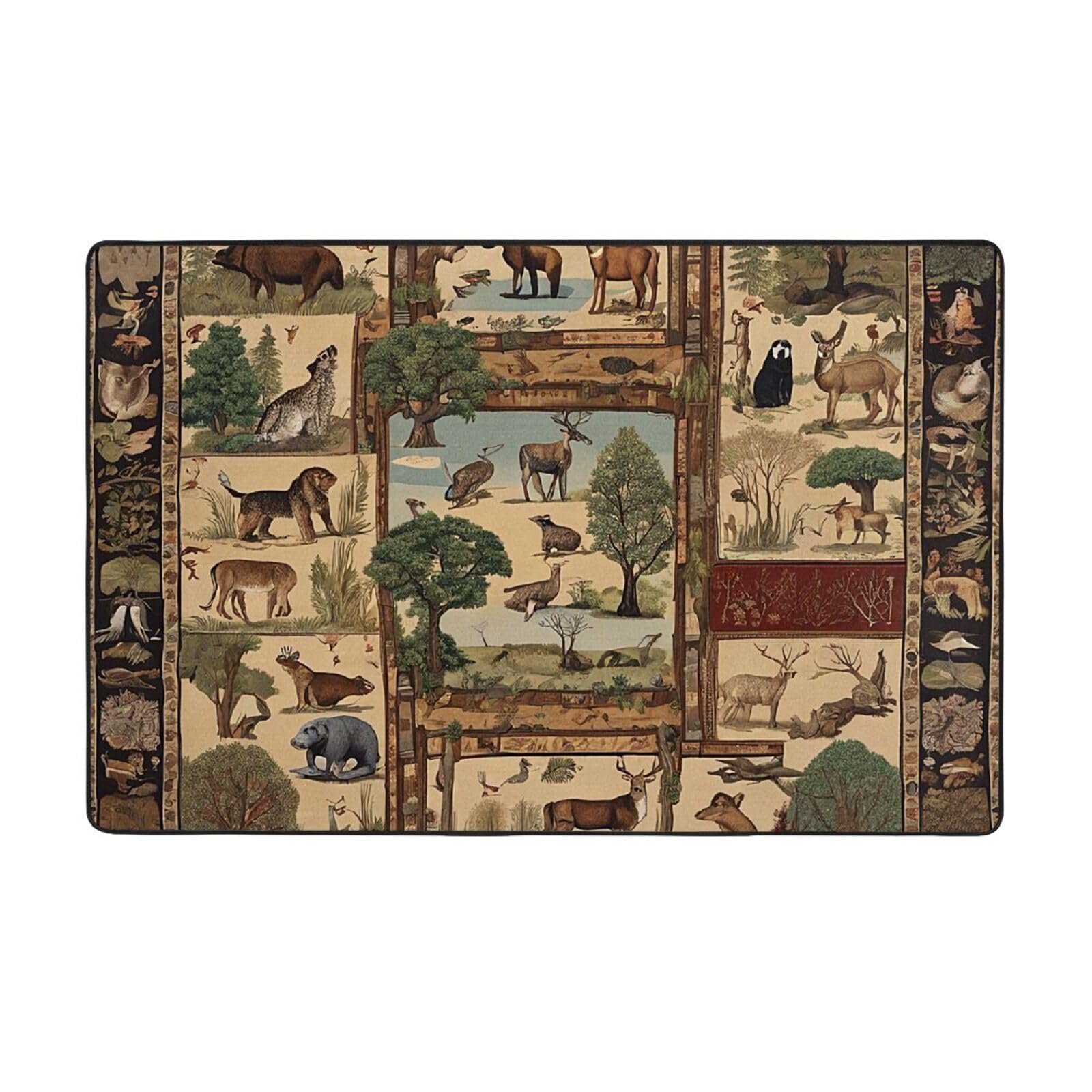 Tapis d'intérieur salon moderne doux antidérapant motif cerf chambre