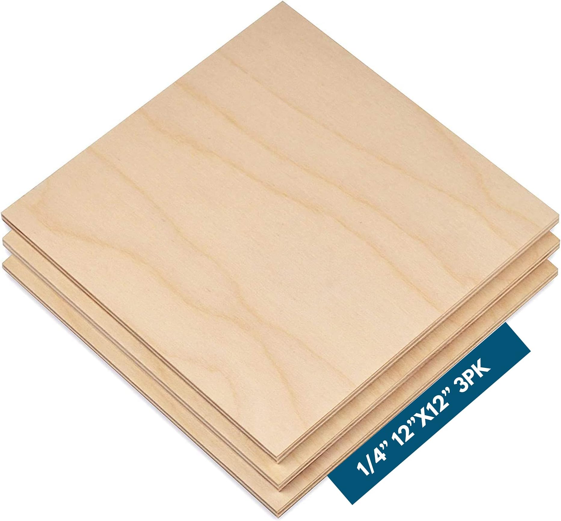6MM 1/4" x 12 x 12 Baltic Birch Plywood B/BB Grade (Package of 3) for Arts and Crafts, School Projects, DIY, Drawing, Painting, Wood Engraving, Burning and Laser Projects