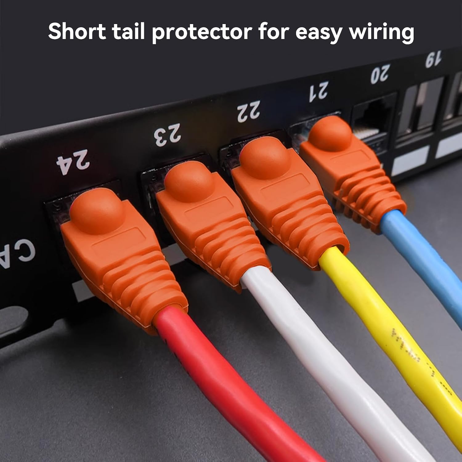 50Pcs RJ45 Strain Relief Boots, 8mm RJ45 Boots, PVC Soft Plastic CAT 6 Ethernet Boots, Orange RJ45 Cable Connector Boots Compatible with CAT5, CAT5E, CAT6, CAT6E RJ45 Cable Cap