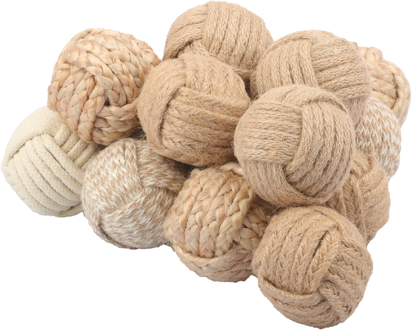 15 PCS Decorative Jute Balls for Bowls Fillers, 2.5 inch Rustic Jute Orbs, Nautical Rope Balls for Home Decor, Centerpiece Bowls, Tabletop Décor & Coastal Accents.
