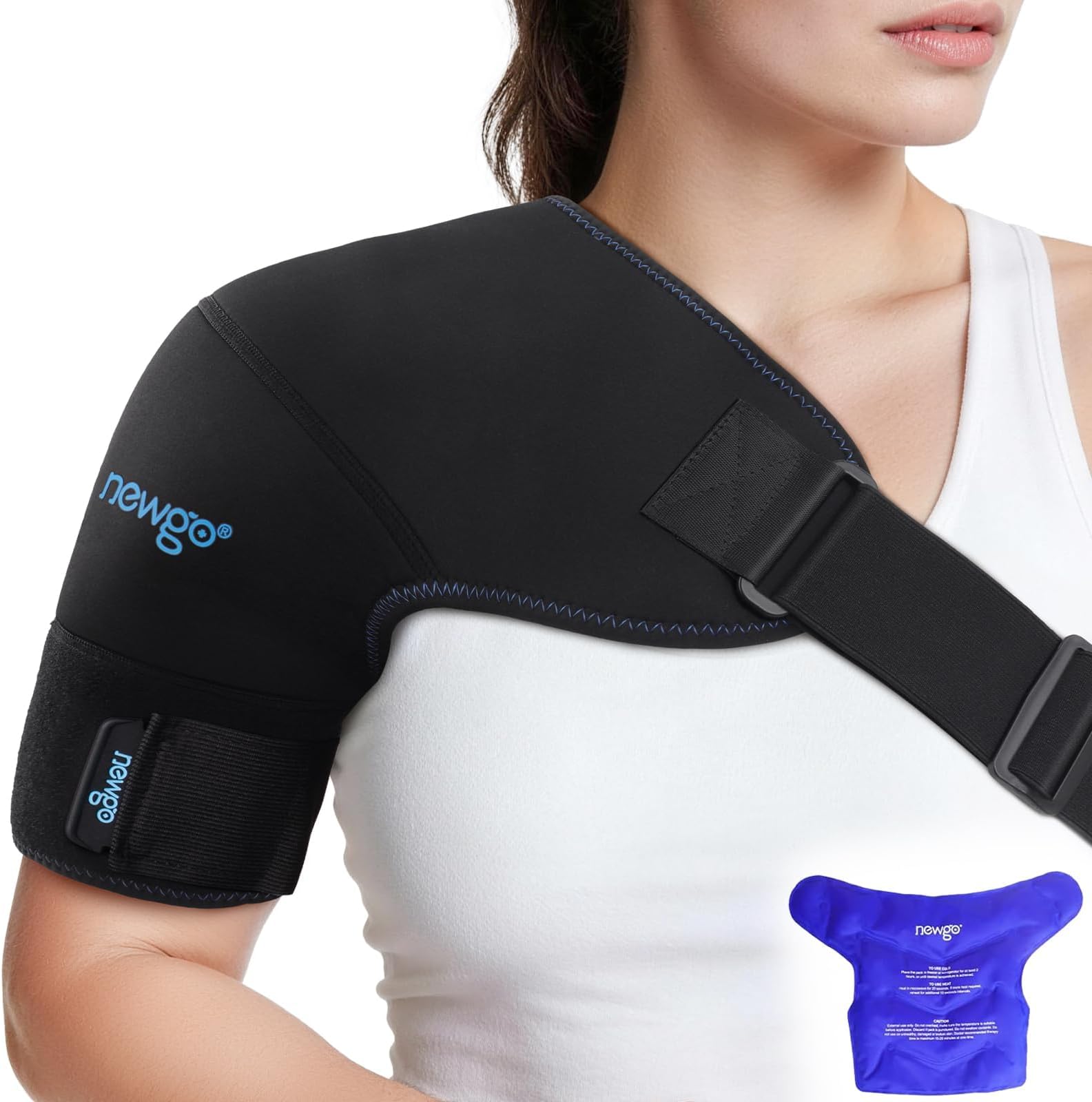 Shoulder Ice Pack Rotator Cuff Cold Therapy, FSA HSA Eligible, Shoulder Ice Pack Wrap Cold Pack for Pain Relief, Recovery After Surgery, Sore Muscles, Tendonitis- Black