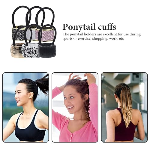 Miniatura 6 de 6 piezas de cola de caballo para el cabello, con diamantes de imitación, ligas elásticas para el cabello, accesorios para el cabello