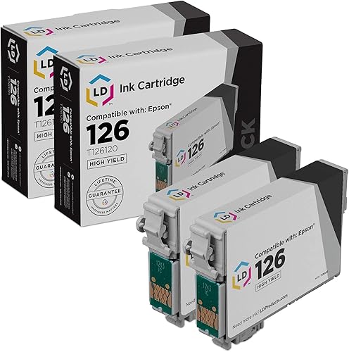 Miniatura 1 de LD Products Repuesto remanufacturado para cartuchos de tinta Epson 126 T126120 T126 de alto rendimiento (negro, paquete de 2) para uso en Workforce