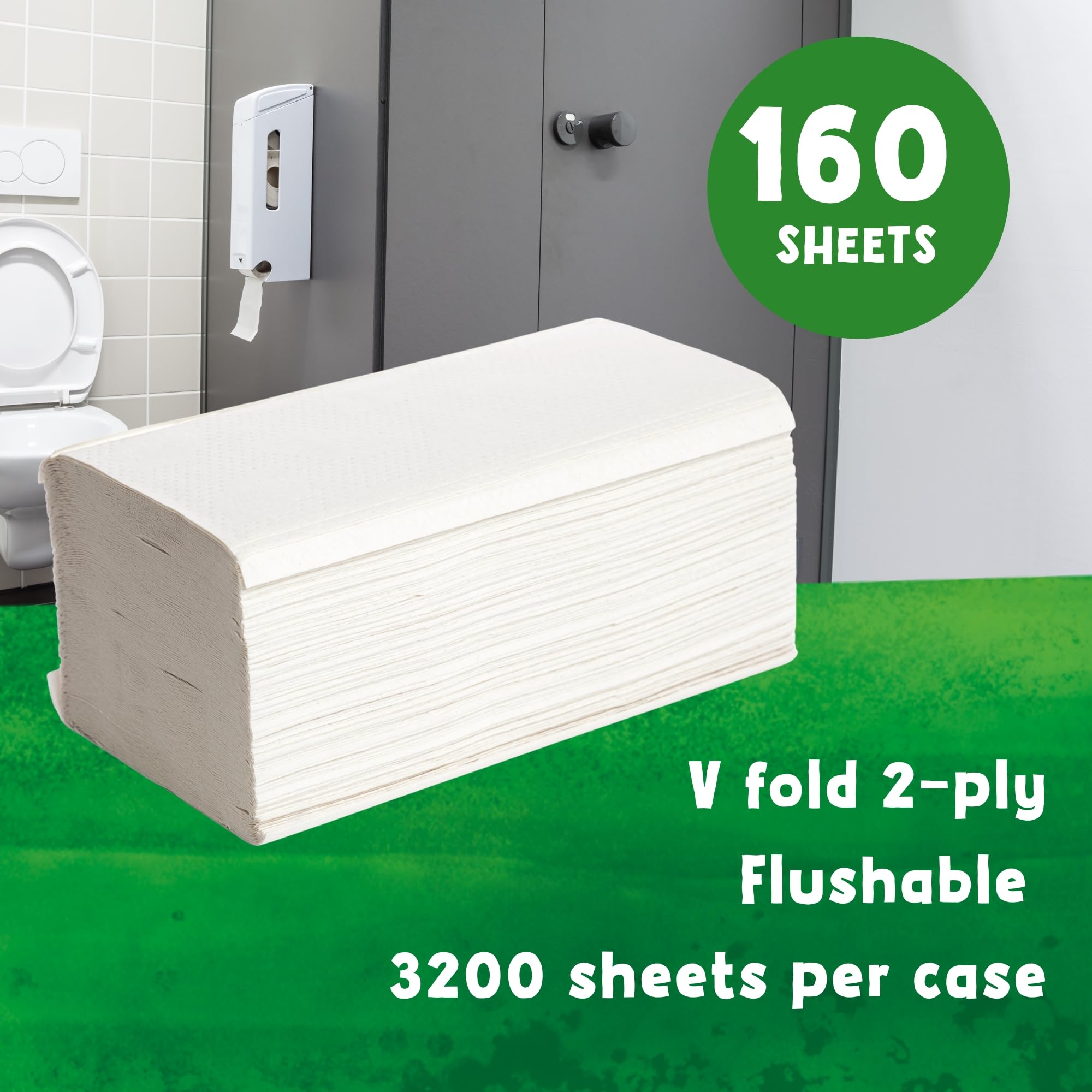 The Cheeky Panda Toallas de papel de bambú con pliegue en V | 3200 hojas (20 paquetes de 160) toallas de mano de papel de 2 capas para dispensadores
