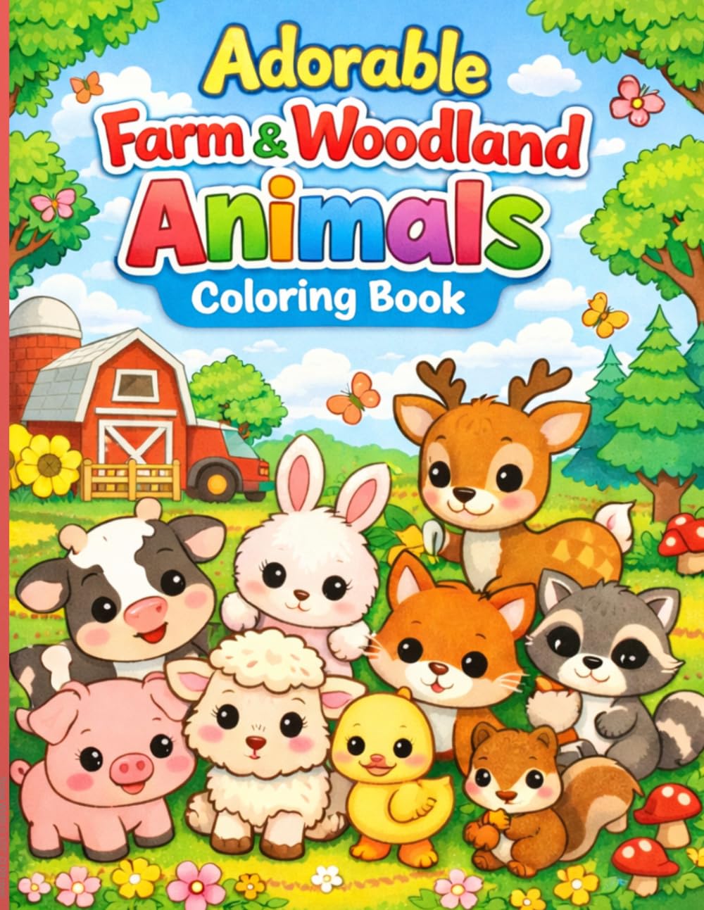 Adorable Farm & Woodland Animals Coloring Book: Adorable Woodland & Farm Animals Gardening, Planting, and Fun Easy Coloring Pages for Toddlers & Preschoolers