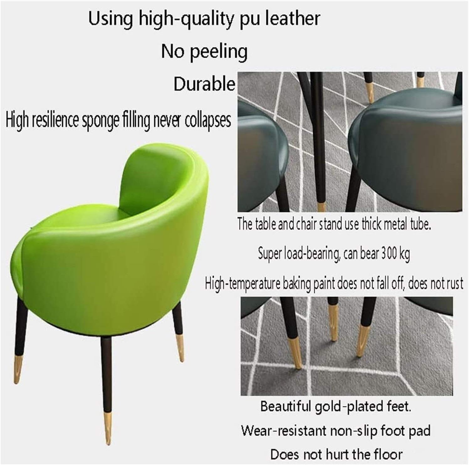 Dining Table and Chair Combination Leisure Reception Tables and Chairs Simple Leather Lounge Chair Modern Design 1 Table 4 Chairs Office Hotel Company Reception Room N