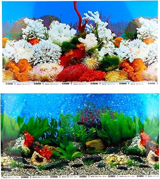 DQITJ 2 Pack Fish Tank Background Sticker Double-Sided Adhesive Wallpaper Aquarium Decorative Picture 20.4" x 11.8"