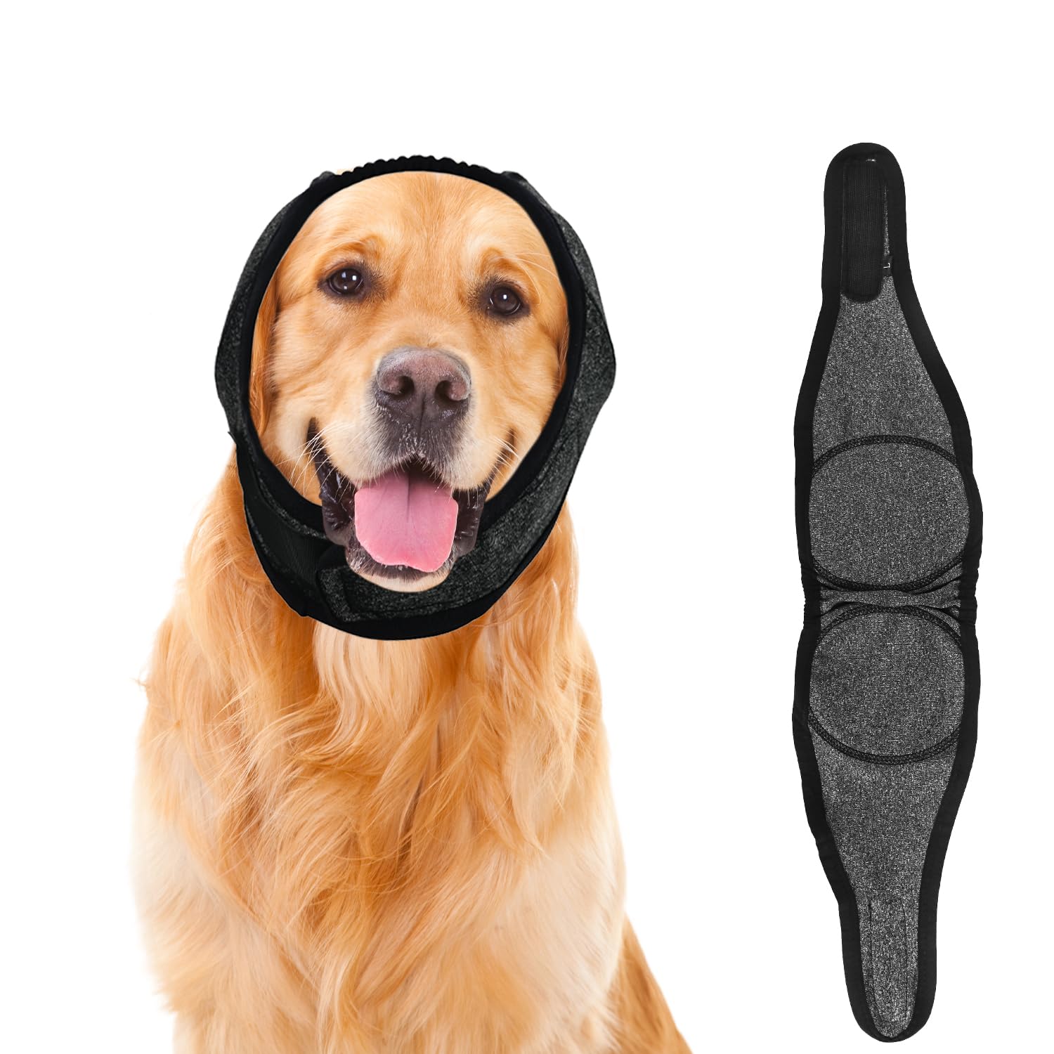 DIPZO Ear Defenders for Dogs, Noise Cancelling Adjustable Ear Muffs for Dogs, Comfortable Calming Hood for Fireworks, Thunder, Bathing, Grooming(L)