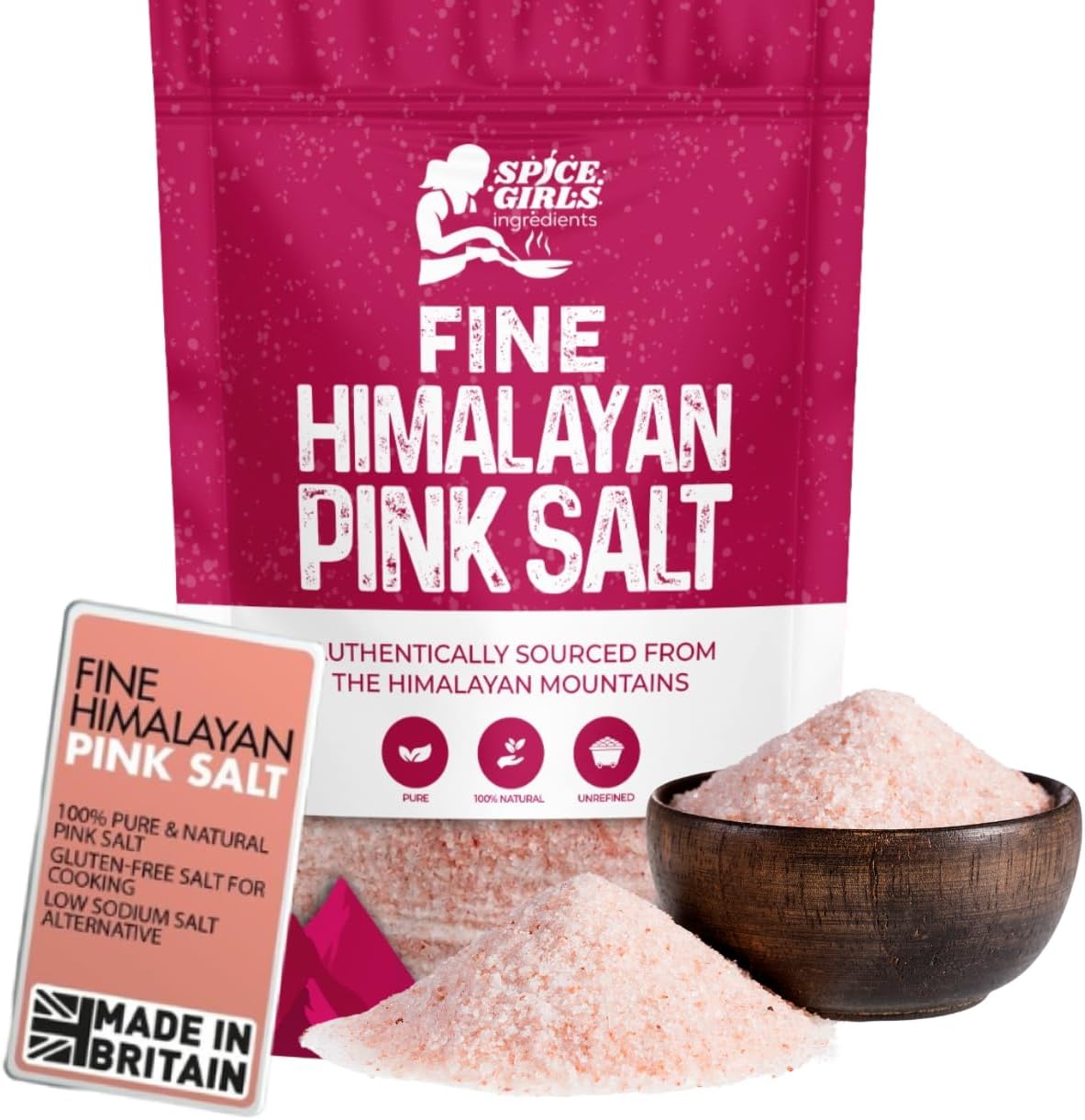 Premium Himalayan Pink Salt - 100% Natural & Unrefined | Fine Grade for Cooking, Seasoning, Grinder & Good Health | Rich in Minerals | Resealable Pouch | Gluten-Free (500g)