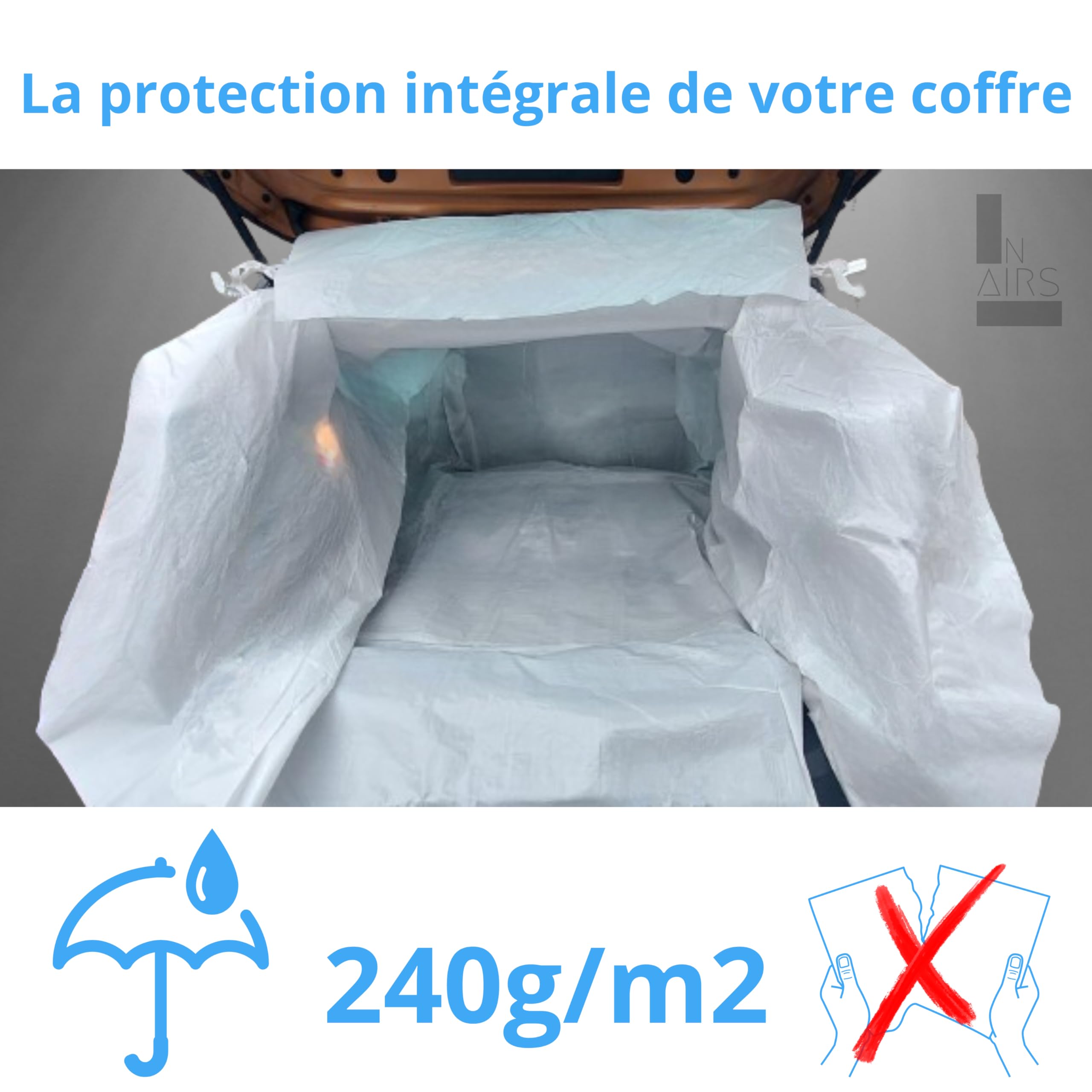 Big-Bag Protection Coffre Voiture Bâche InLairs travaux résistant