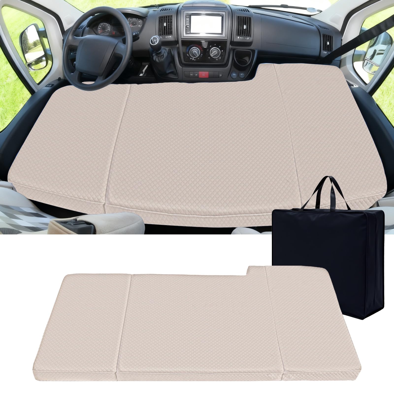 Atmungsaktive kühle komfortable Neuartiger Stoff Foldable Vehicle Portable Mattress Compatible with Fiat Ducato Citroen Jumper Peugeot Boxer Type250 Camper(1998-2026)Motorhome Zubehör für Wohnmobile