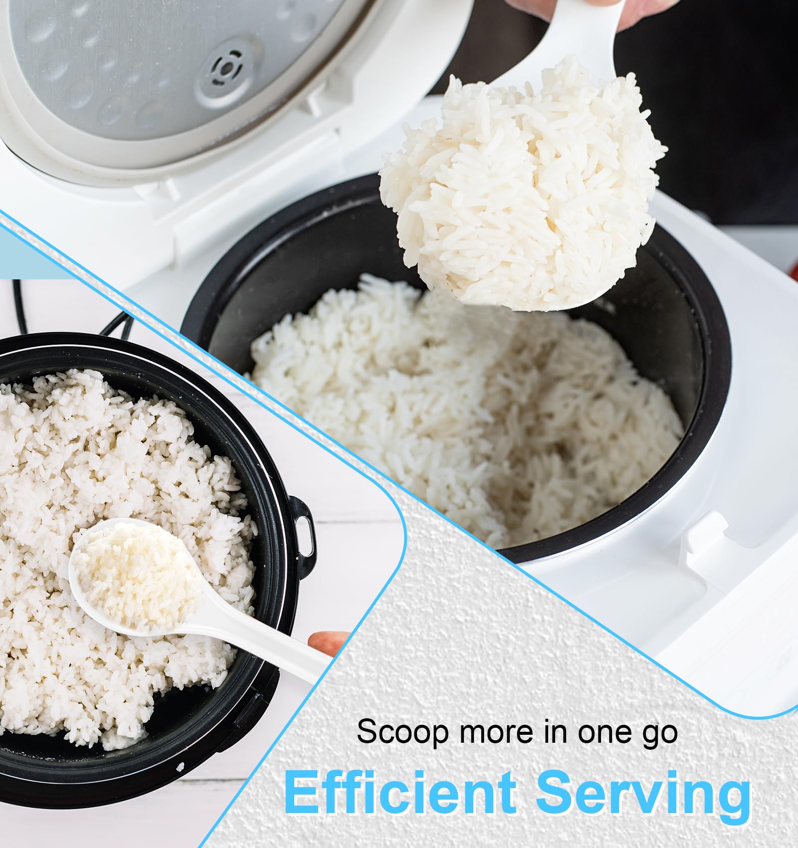 LIRice Cooker Spoon 2 Pack 7.7" Smooth Rice Spoon Paddle Easy To Clean Nonstick Plastic Rices Serving Spoons With Ergonomic Handle And Hanging Hole For Scoop More In One Go White P 131641720