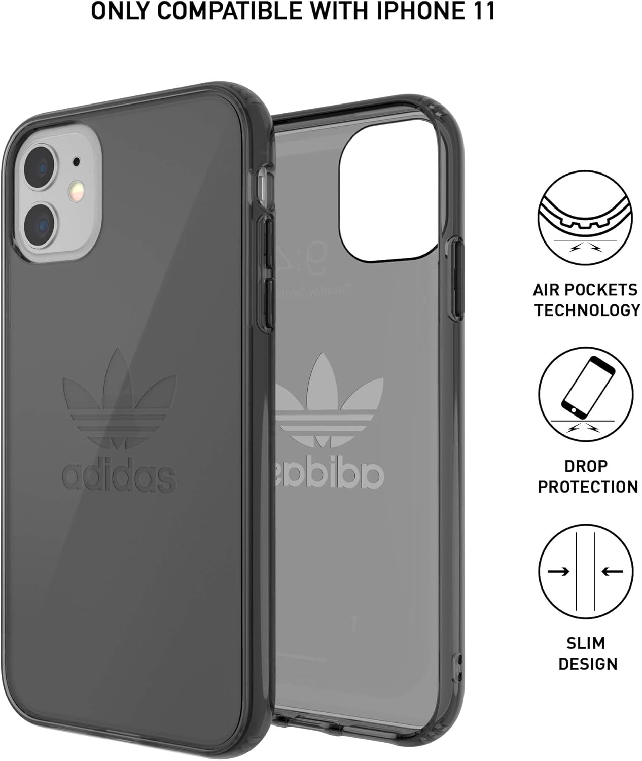 送料無料 アディダスオリジナルス Iphone 11 Pro Maxケース クリアケース スモーキー ブラック Adidas Originals Protective Clear Case Big Logo 大流行中 Www Iacymperu Org