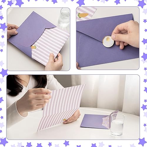 Miniatura 7 de El juego de 72 sobres de papel de papelería incluye 24 papeles de escritura forrados y 12 sobres, bonito kit de sobres de papel de papelería de