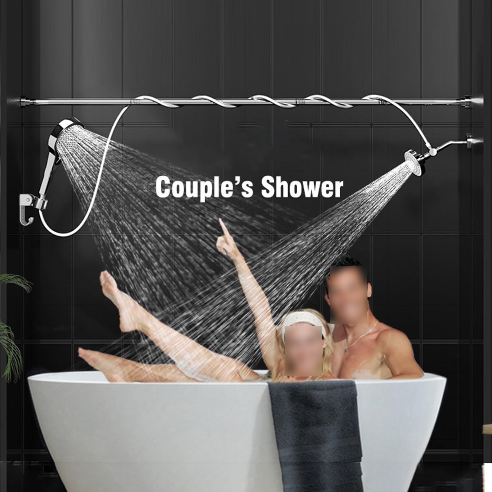 Cabezal de ducha doble para parejas, ducha tándem multimodal de alta presión con spray de mano, ajustes de función ajustables para una experiencia de ducha definitiva