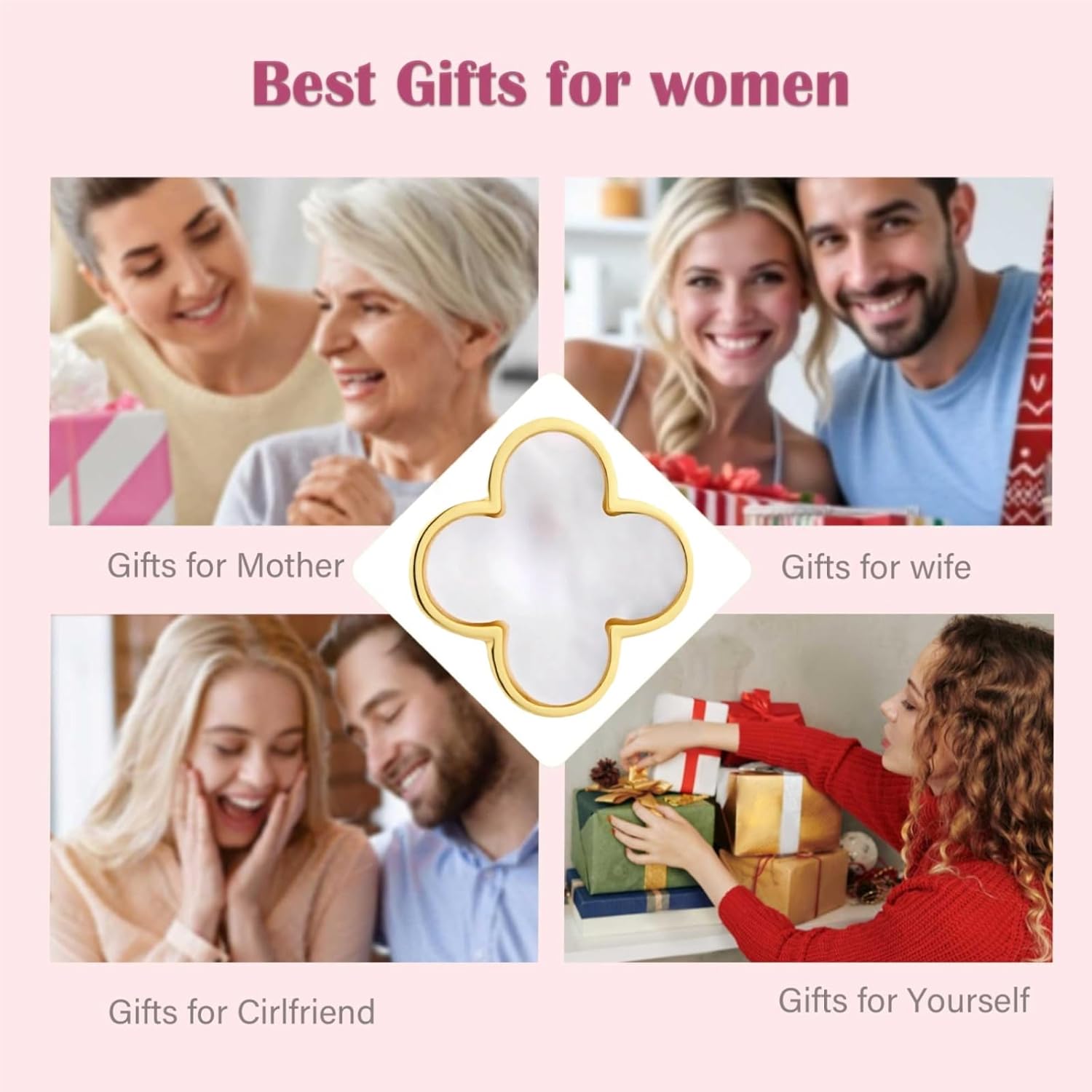 Lucky Clover Necklace with Mother of Pearl, 14K Gold Plated S925 Sterling Silver Pendant, Four Leaf Charm Jewelry for Women, Gift of Luck for Her, Birthday, Valentine's Day - Image 5