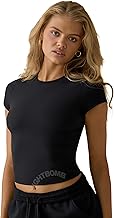 SIGHTBOMB Round Neck Short Sleeve Ultra Soft Front Support Cuddle TEE Microfiber Soft TOP for Women
