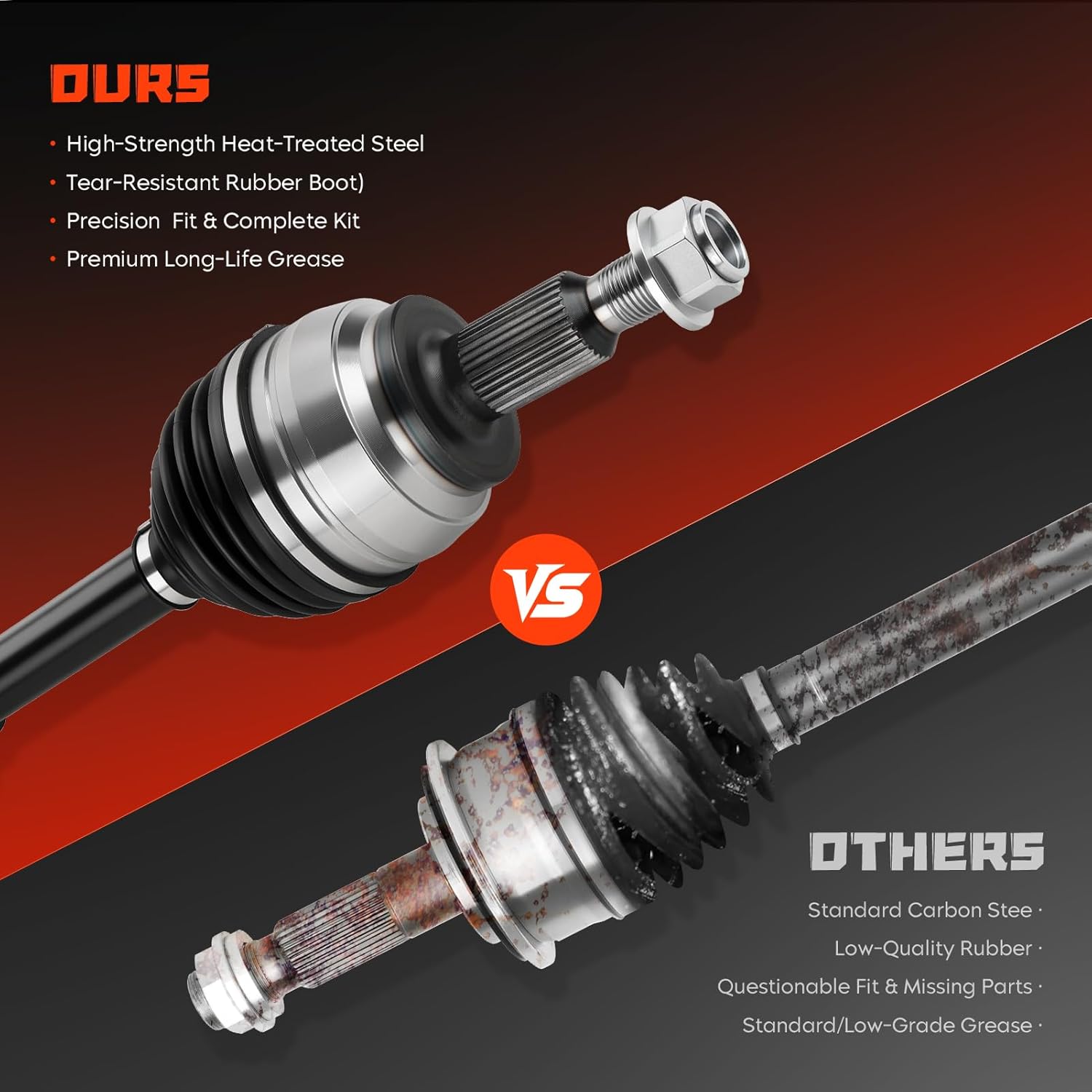 Front Left & Right CV Axle Shaft Assembly Fits for Dodge Ram 3.7L 4.7L 5.7L 5.9L 1500 2002-2010 4WD, for Ram 3.7L 4.7L 5.7L 1500 2011-2011 (4WD Only, NOT for RWD), Driver and Passenger Side