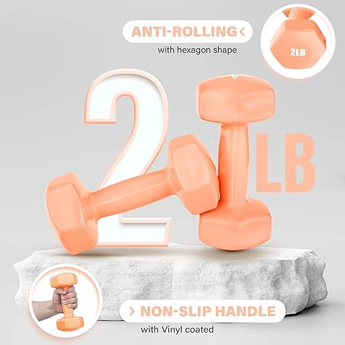 Miniatura 4 de Yes4All Mancuernas hexagonales de vinilo, juego de 2 mancuernas para gimnasio en casa y entrenamiento de fuerza (opciones de peso de 2 a 15 libras)