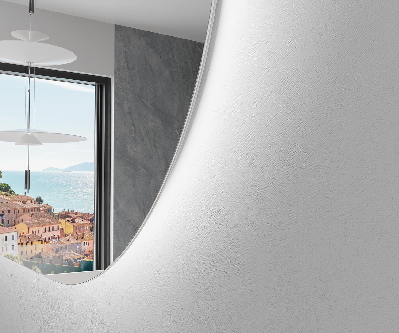 Artforma Badspiegel 120x70 cm Asymmetrisch POK229 x53, LED, Ohne Rahmen