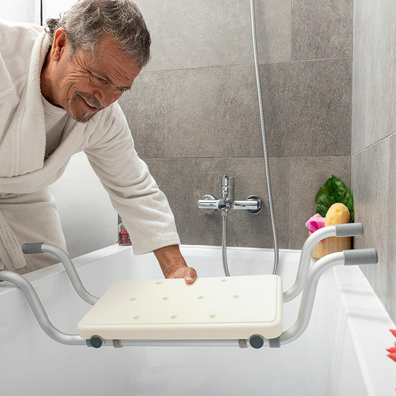 Badewannensitz, Badewannensitz Senioren, rutschfest Badewannenbretter, Ausziehbare 71-81.5 cm,150 KG Tragkraft für Erwachsene, Für ältere Menschen Kann es Beim Baden Darauf Sitzen