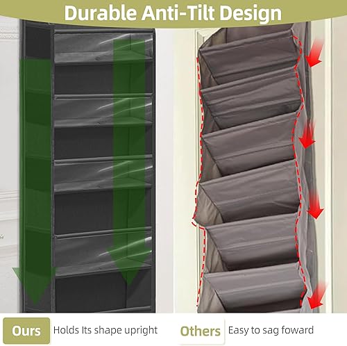 Miniatura 4 de Organizador de puerta con 6 bolsillos extra grandes, 12 bolsillos laterales, estante de almacenamiento resistente para armario, organizador de