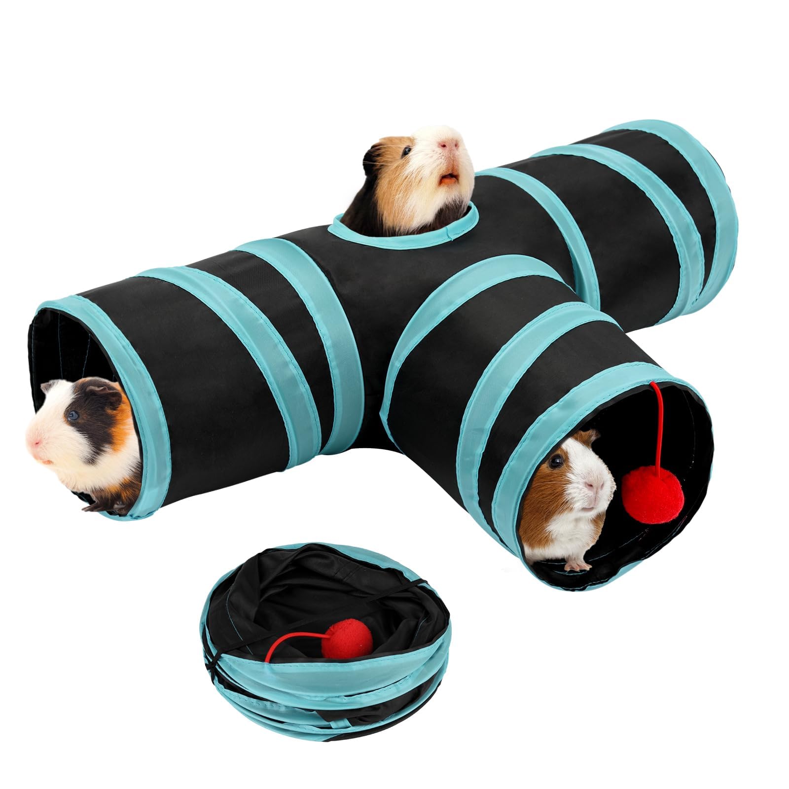 HYLYUN Collapsible Guinea Pig Play Tunnels, Small Animal Hideout Guinea Pig Toys, Portable Hideaway Hamsters Tunnels for Chinchillas, Ferrets, Hamsters, Rats