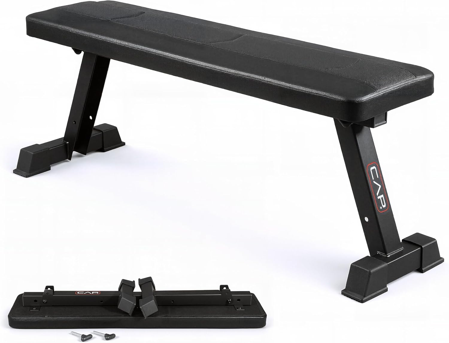 CAP Barbell Foldable Flat Weight Bench | Folding Workout Bench with Steel Frame, Thick Box-Stitched Padding & 600 LB Capacity | Compact Home Gym Strength Training Bench