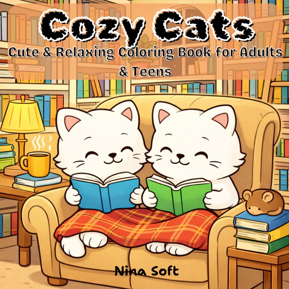 Cozy Cats: Cute & Relaxing Coloring Book for Adults & Teens
