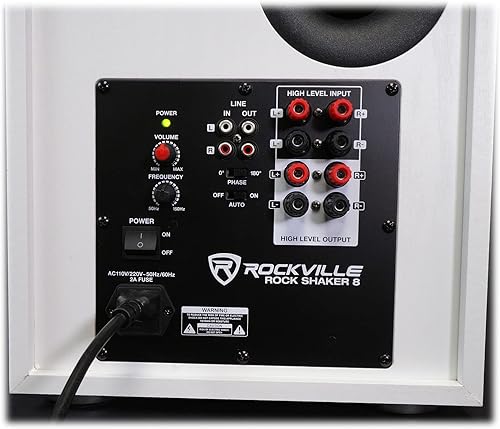 Miniatura 5 de Rockville Rock Shaker - Subwoofer alimentado de 8 pulgadas y 400 W, graves profundos, amplificador clase D, entradas RCA, carcasa de MDF, acabado