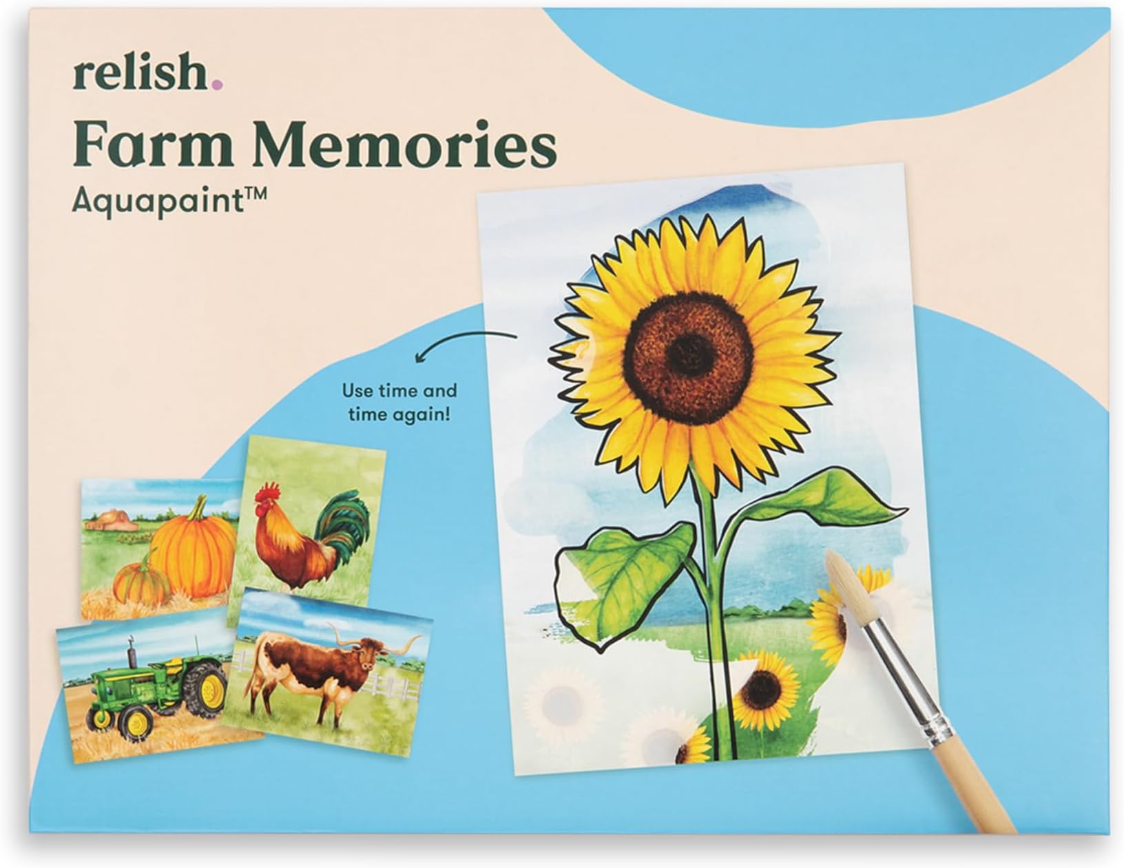 Relish - Dementia Aquapaints Activities - Pack of 5 Reusable Water Painting Toys, Farm Memories, Alzheimer’s Products & Gifts for Elderly/Seniors