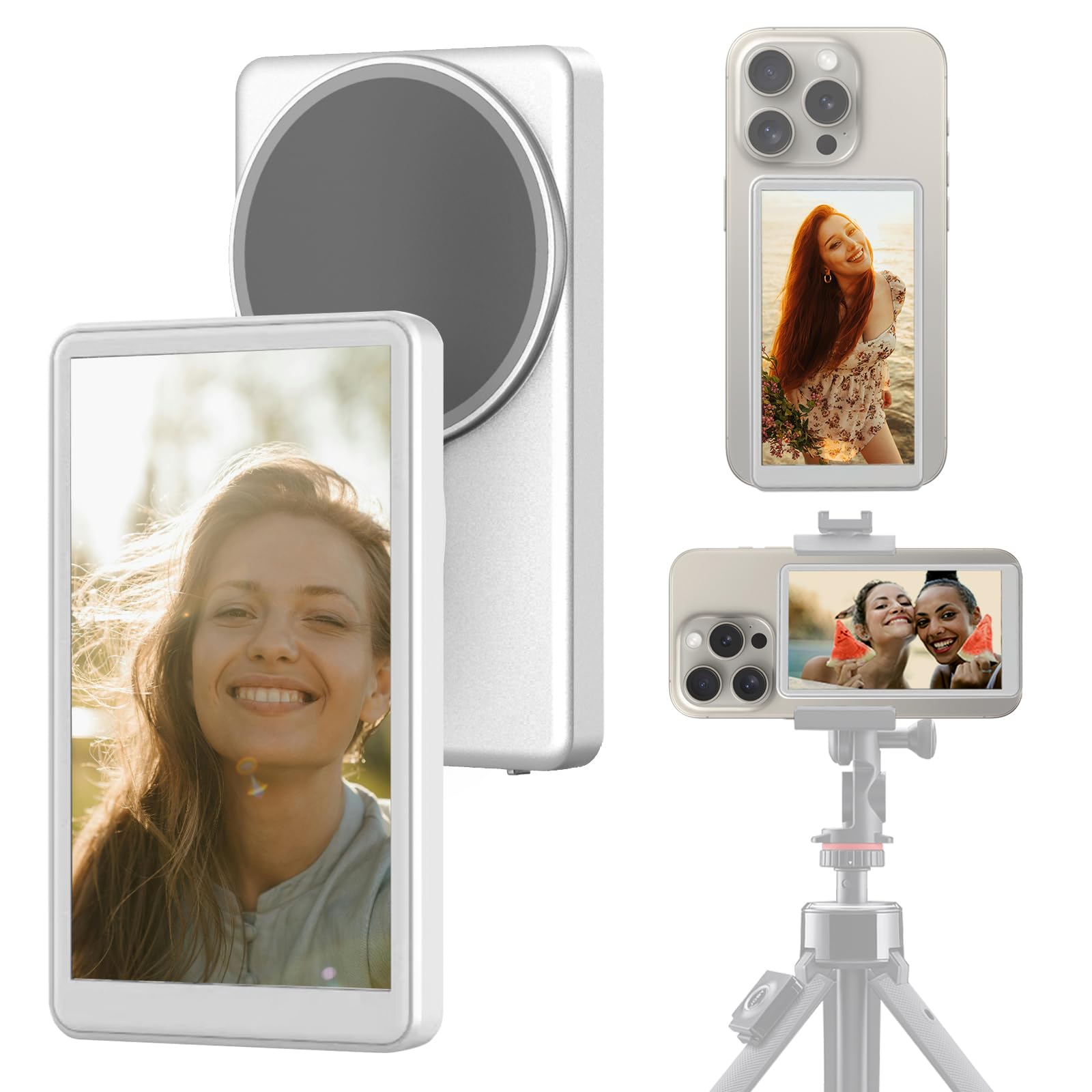 Rollei Easy Creator Selfie Monitor – Magnetisch Vlogscherm Voor Achtercamera, Tot 50m Bereik, Voor IPhone En Android (Roze) 2 miniatura